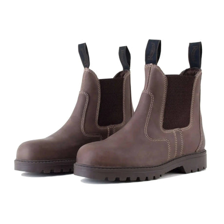 Rhinegold Tec Steel Toe Safety Boots Brown 10(44) Rhinegold Yard Boots Barnstaple Equestrian Supplies