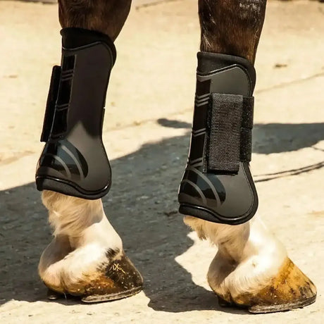 Rhinegold Tendon Boots & Fetlock Set With Gloss Design Black Full Tendon Boots