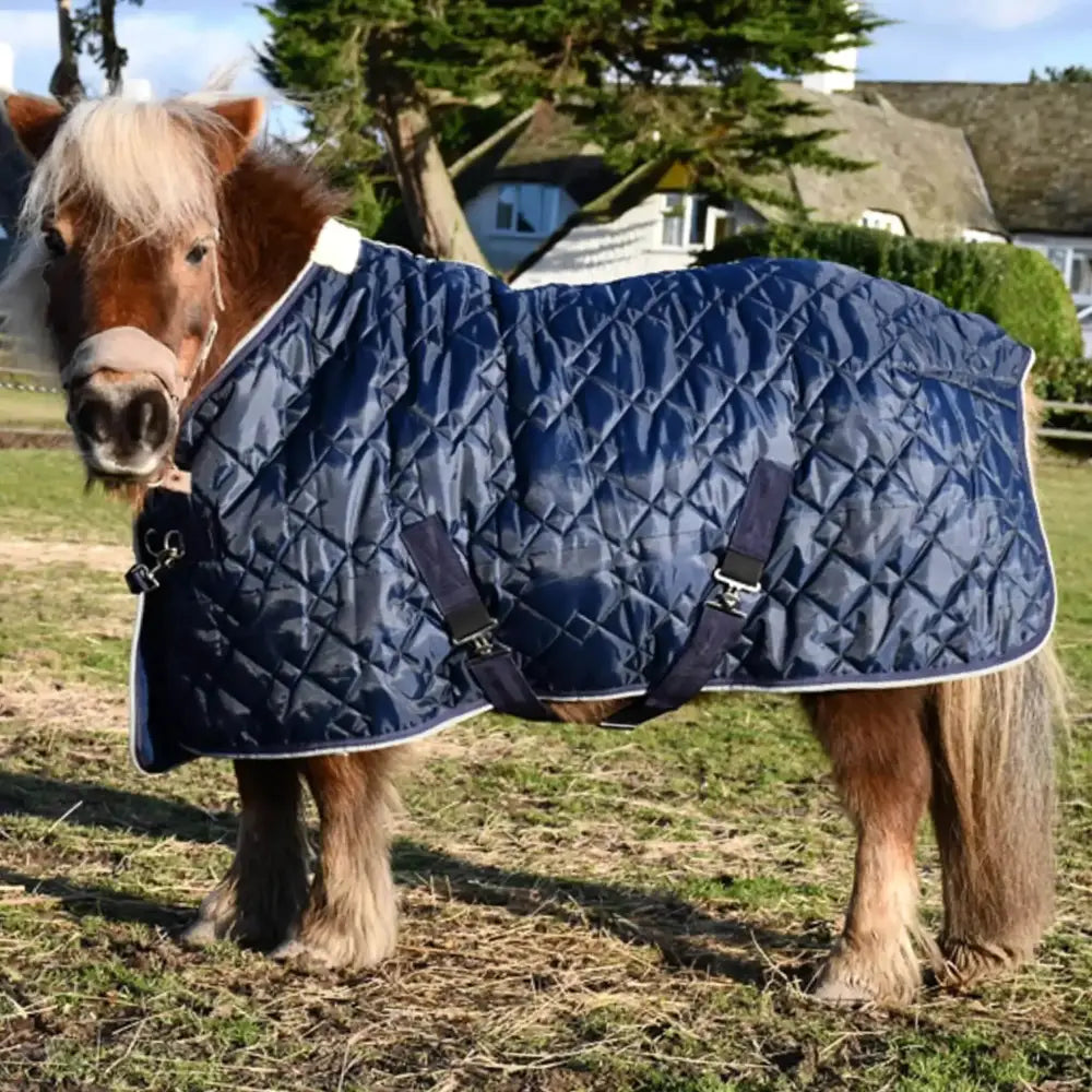 Rhinegold Texas Diamond Stable Rug Small Pony Quilted Combo Navy 4'0" Stable Rugs Barnstaple Equestrian Supplies