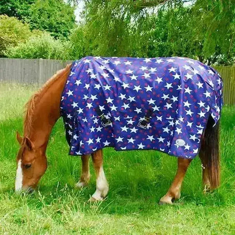 Purple star patterned turnout rug with white stars and black buckles rhinegold turnout rugs torrent 0g lightweight