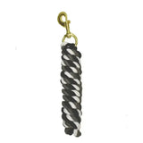 Black and white braided rhinegold twin rope keychain with brass trigger clip and gold toned metal clasp