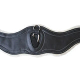 Black leather horse halter with white stitching and silver ring for rhinegold vegan friendly fleece lined girth