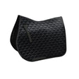 Black quilted rhinegold velvet hexagon gp saddle pad with diamond pattern and elasticated girth placement straps