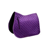 Purple rhinegold velvet hexagon gp saddle pad with quilted finish black interior and girth placement straps