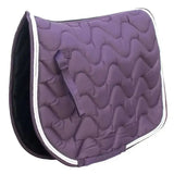 Purple quilted rhinegold wave saddle cloth with white trim and black inner lining made from wickable waffle fabric