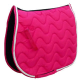 Bright pink rhinegold wave saddle cloth with quilted wickable waffle fabric, white rope trim, and black lining