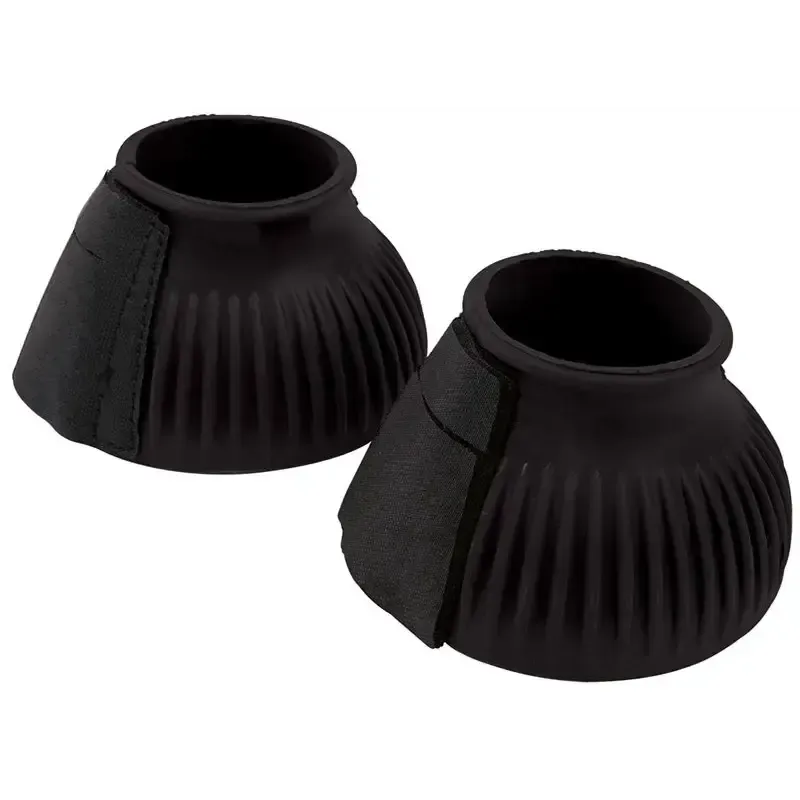 Ribbed Bell Boots with Touch Tape Over Reach Boots Black Pony Over Reach Boots