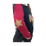 Navy blue and fuchsia riding star collection long sleeve t with tan star patch and embroidered horse design