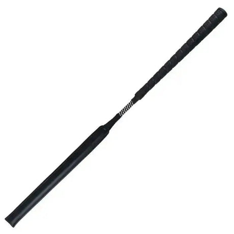Black leather riding whip woof wear jump bat with textured full grip and sleek tapered handle for grip jump bat features