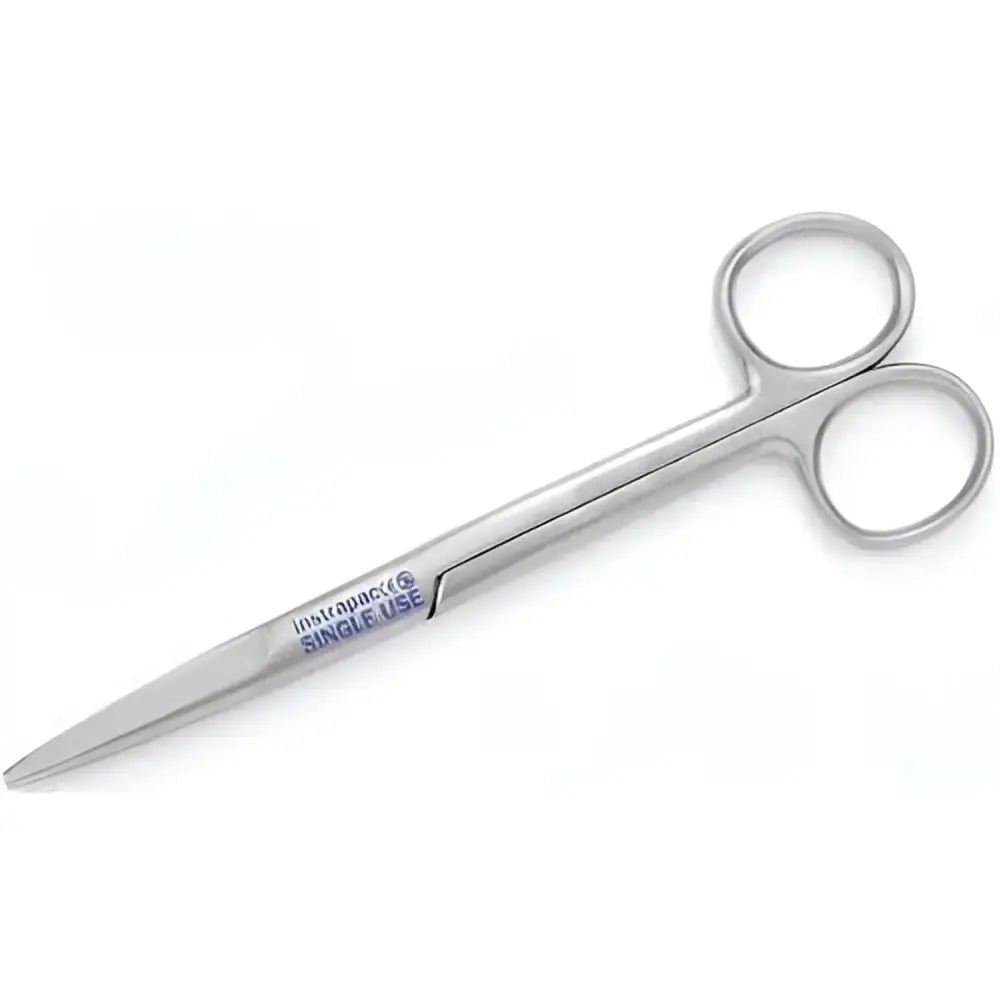 Sterling silver robinson dressing scissors with polished finish and instrupack single use branding for cutting dressings