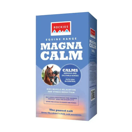 Blue rectangular box of rockies magnacalm lick 10 blocks 1.8kg to de-stress nervous excitable horses