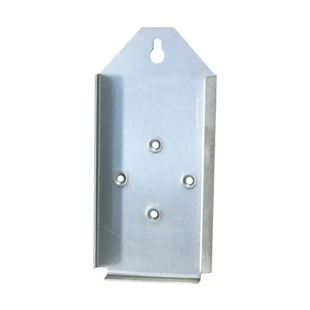 Silver metallic rockies salt lick holder wall bracket with triangular top and four mounting holes made from quality durable aluminium
