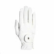 White leather roeckl chester grip summer riding gloves with circular snap closure and subtle stitching details