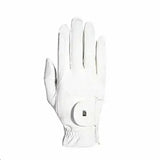 White leather roeckl chester grip summer riding gloves with circular snap closure and subtle stitching details
