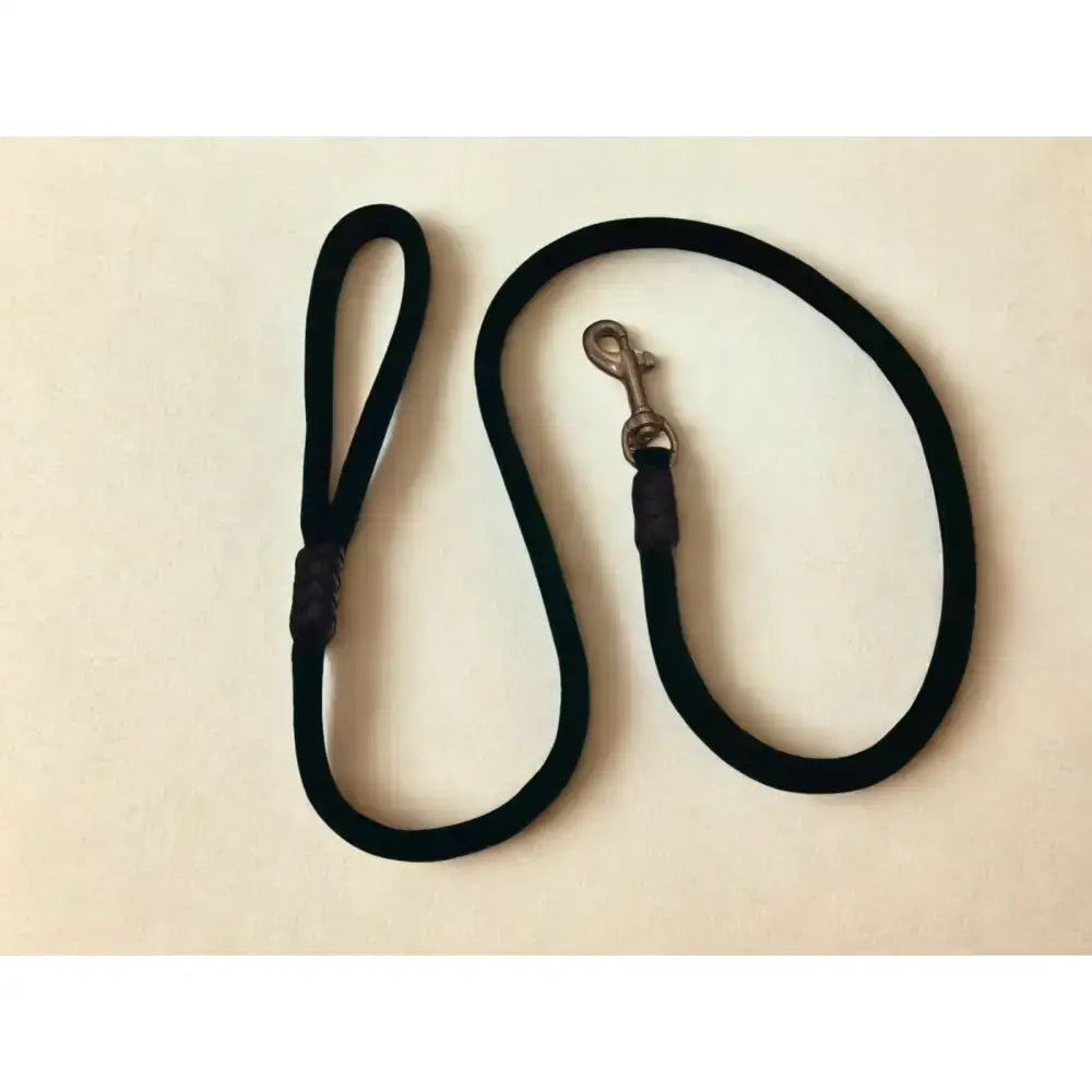 Black woven rope dog leads 10mm with sturdy metal clasp and reinforced handle for durable dog walking