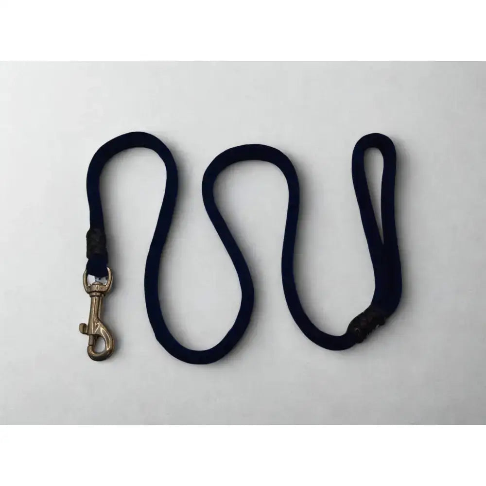 Dark blue woven rope dog leads 10mm with brass clasp and reinforced ends for durable dog leads 10mm