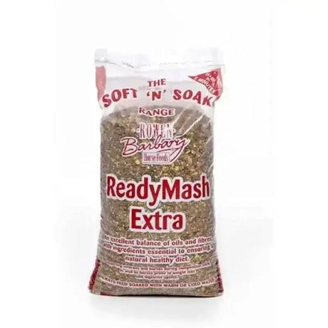 A bag of brown textured rowen barbary readymash extra red horse feed offering slow release energy for horses