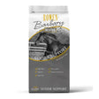 White and gray rowen barbary senior feed bag with black and white horse image promoting joint health support