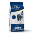Blue and white bag of rowen barbary sumo muscle builder horse feed for barbary sumo muscle growth and strength