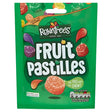 Green bag of rowntrees fruit pastilles pouch with colorful sugary candies shown on the packaging