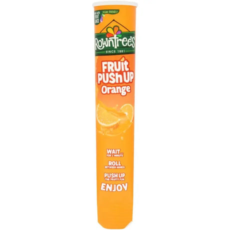 Rowntrees orange push up ice cream in bright orange tube with citrus design perfect for ice cream small treats like farmer toms