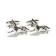 Silver running fox cufflinks with detailed lifelike wolf design perfect for stylish fox cufflinks fans