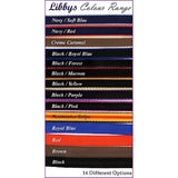 Libbys running martingale in solid and striped colors with 25mm webbing for small pony use