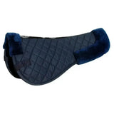 Navy blue quilted saddle half pad rhinegold comfort saddle with plush fleece trim and cotton backing