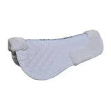 White quilted saddle half pad with plush fleece trim from rhinegold comfort saddle for extra cushioning