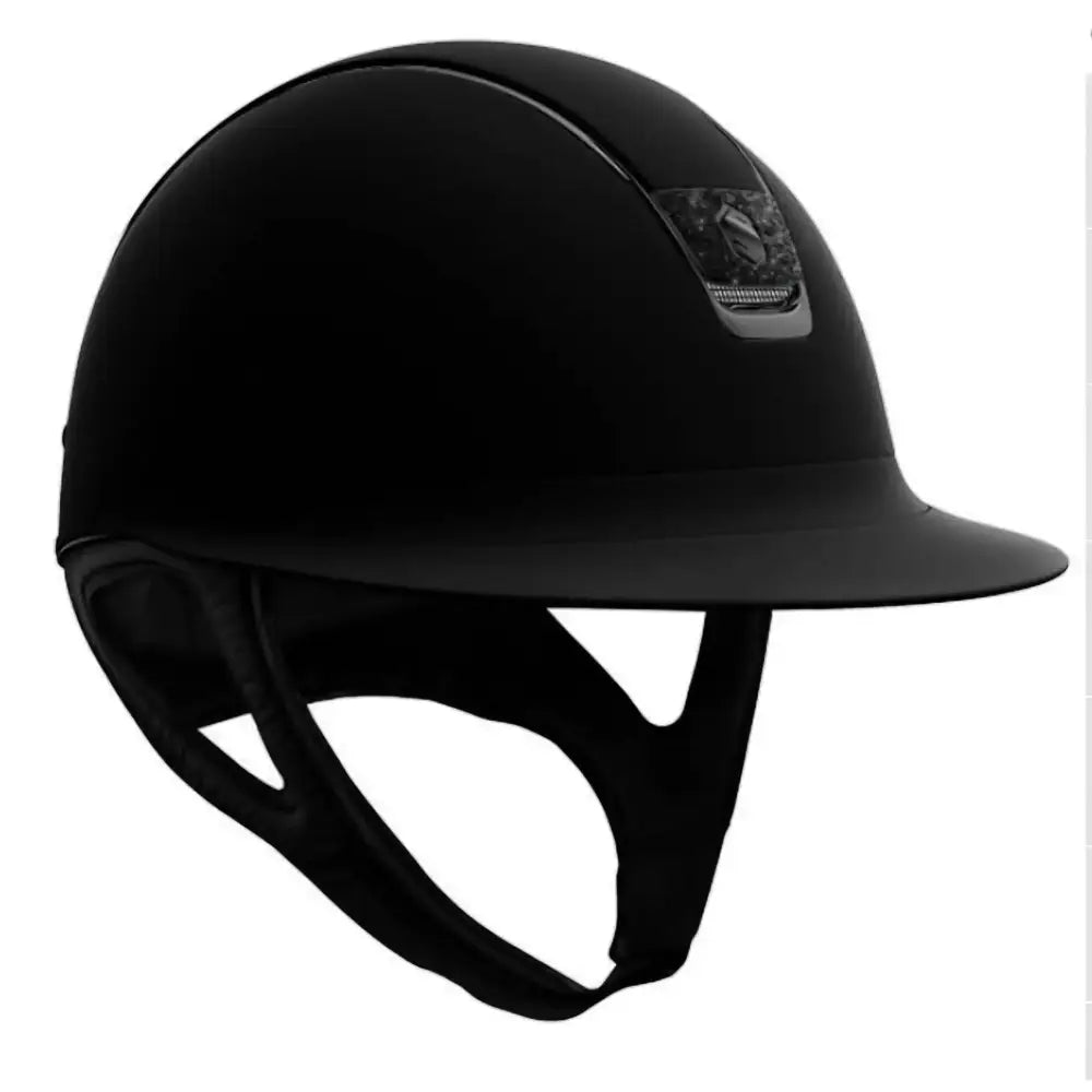 Samshield Miss Shield Black With Black Crystal Fabric Blazon Chrome Black Trim Small Riding Hats Barnstaple Equestrian Supplies