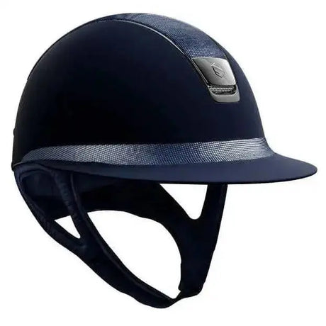 Samshield Miss Shield Shadowmatt Navy, Shimmer Top, Front Band, Chrome Black Trim and Blazon Small Shell Riding Hats Barnstaple Equestrian Supplies