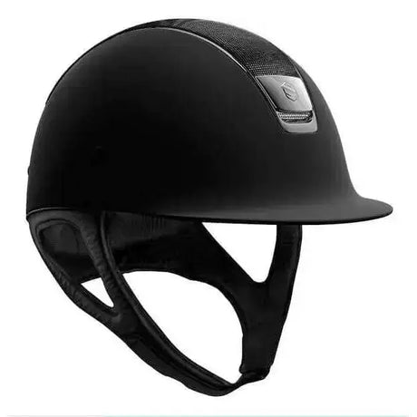 Samshield Shadowmatt Black Shimmer Top Black Chrome Trim and Blazon Small Riding Hats Barnstaple Equestrian Supplies