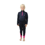 Navy blue and pink sara base layer wetsuit for kids with half zip and lr logo perfect for child’s wardrobe base layers