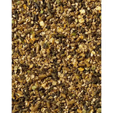 A mix of brown and green pelletized pony cooling mix with small grains scattered in saracen cooling mix for horses