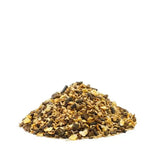 A mound of brown and tan grains seeds and chopped veggies from saracen enduro-performance with chelated minerals for equine athletes