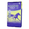 Purple and yellow bag of saracen racing prep 14 horse feed with sugar beet pulp for long distance runners and active horses