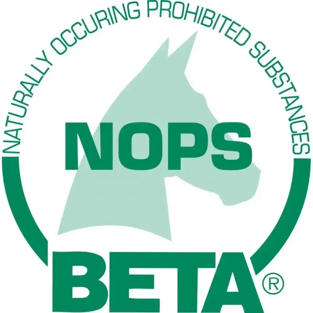 Green circular nops beta logo on saracen re-leve mix horse feed certifying natural banned substance free for performance horses intolerant to cereal based diets