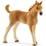 Detailed plastic light brown foal with white legs and textured fur from schleich horse club sarahs baby animal care