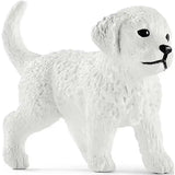 White textured puppy figurine with black eyes and nose from schleich horse club sarahs baby animal care set