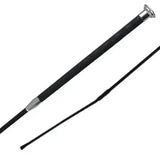 Black schooling whip with textured grip and silver ferrules by woof wears harmony dressage whip for riding use