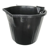 Black plastic pour bucket with metal handle and reinforced flat edge perfect for buckets and bowls use
