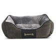 Olive green and gray scruffs chester box bed in rich chenille fabric with black embroidered scruffs logo patch