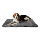 Gray quilted plush dog bed from scruffs expedition roll designed for travel comfort and easy rolling up
