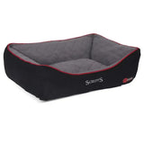 Black and gray scruffs thermal box self-heating bed with red trim for pets offering warmth and comfort
