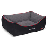 Black and gray quilted scruffs thermal box bed with red trim featuring scruffs logo ideal as a self-heating bed