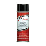 Red and silver aerosol can of shapleys show touch up colour enhancer developed specifically to effectively cover stains