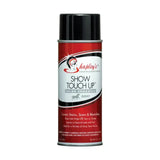 Red and black aerosol can of Shapleys show touch up colour enhancer in gray developed specifically to effectively cover stains