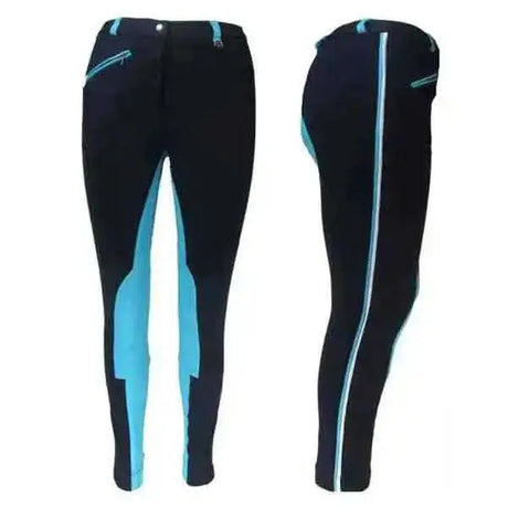 Sheldon Cozi Knitted Ladies Jodhpurs Sport Striped 2 Tone -Navy / Hot Pink-34&Quot;-Jodhpurs-Sheldon-Barnstaple Equestrian Supplies Tack Shop
