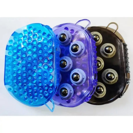 Sheldon Massage Grooming Mitt with Magnetic Roller Balls Blue Massage Brushes