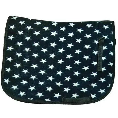 Sheldon Star Saddlecloth (Fleece Velvet feel) Black / White Saddle Pads & Numnahs Barnstaple Equestrian Supplies